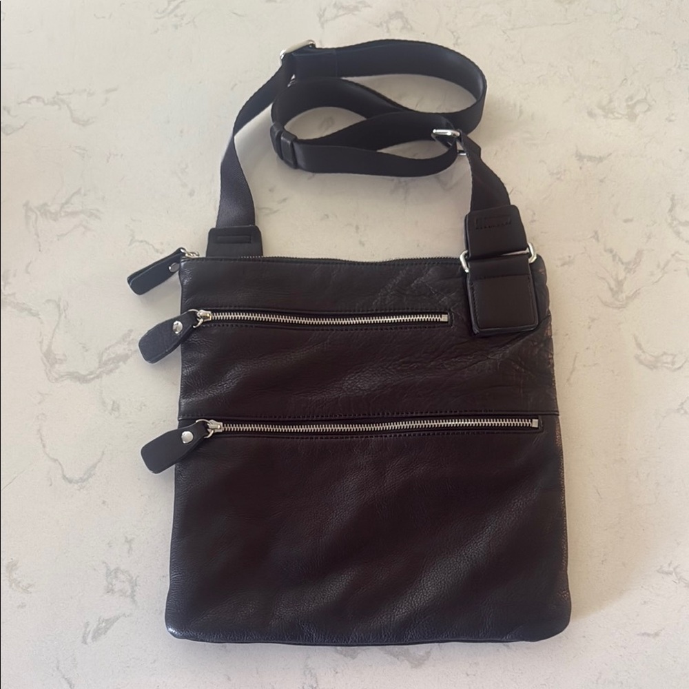 Margot Black Leather Messenger Bag